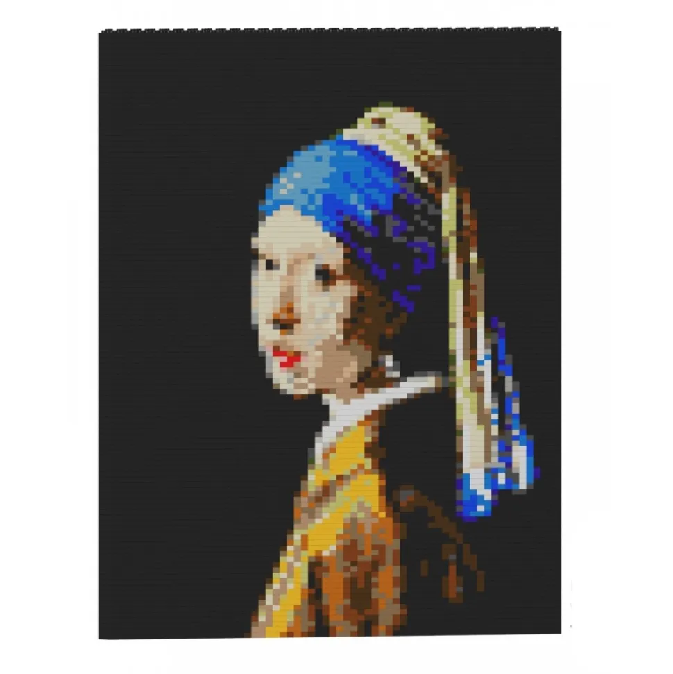Jekca - Girl with a Pearl Earring Brick Painting 01S - Lego - Sculpture - Construction - 4D - Brick Animals - Toys - Avvenice