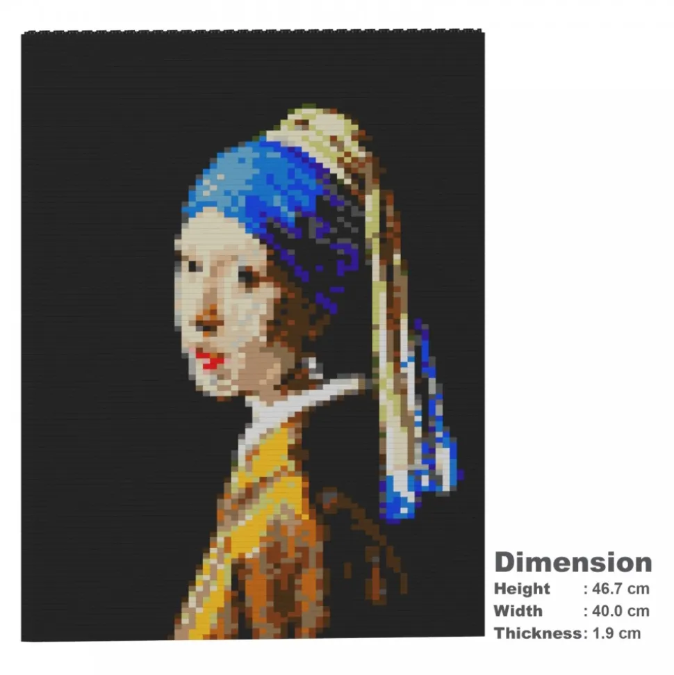 Jekca - Girl with a Pearl Earring Brick Painting 01S - Lego - Sculpture - Construction - 4D - Brick Animals - Toys - Avvenice