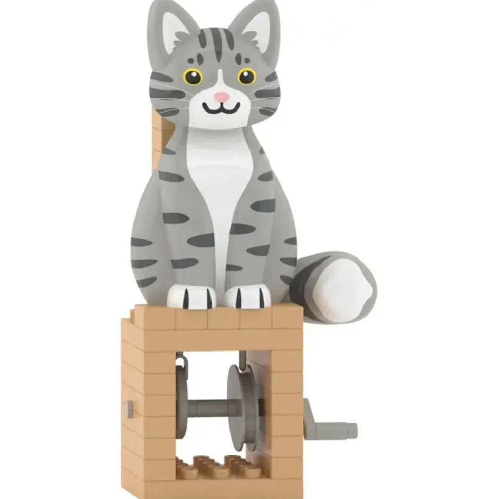 Jekca - Grey Tabby Cat - Automata - Lego - Sculpture - Construction - 4D - Brick Animals - Toys - Avvenice