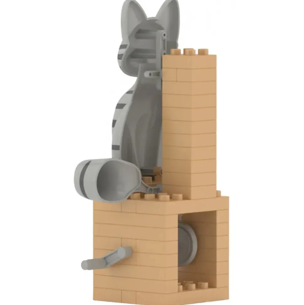 Jekca - Grey Tabby Cat - Automata - Lego - Sculpture - Construction - 4D - Brick Animals - Toys - Avvenice