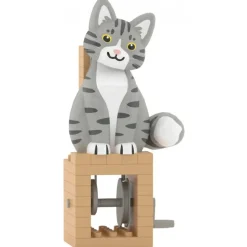 Jekca - Grey Tabby Cat - Automata - Lego - Sculpture - Construction - 4D - Brick Animals - Toys - Avvenice
