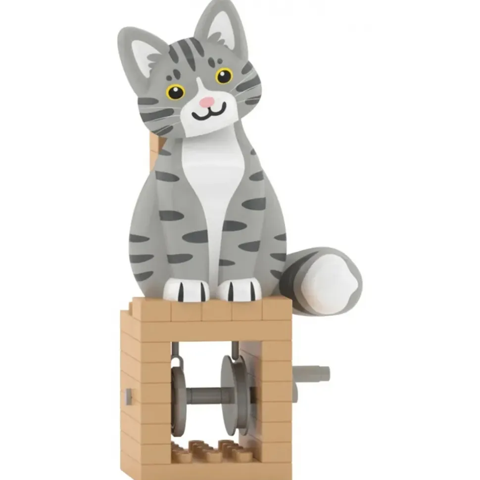 Jekca - Grey Tabby Cat - Automata - Lego - Sculpture - Construction - 4D - Brick Animals - Toys - Avvenice