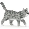 Jekca - Grey Tabby Cat Mini 01 - Big - Lego - Sculpture - Construction - 4D - Brick Animals - Toys - Avvenice