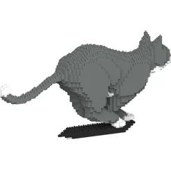 Jekca - Grey Tuxedo Cat 06S - Lego - Sculpture - Construction - 4D - Brick Animals - Toys - Avvenice