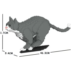 Jekca - Grey Tuxedo Cat 06S - Lego - Sculpture - Construction - 4D - Brick Animals - Toys - Avvenice