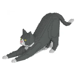 Jekca - Grey Tuxedo Cat 04S - Lego - Sculpture - Construction - 4D - Brick Animals - Toys - Avvenice
