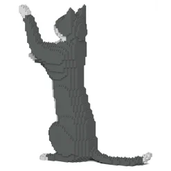 Jekca - Grey Tuxedo Cat 05S - Lego - Sculpture - Construction - 4D - Brick Animals - Toys - Avvenice