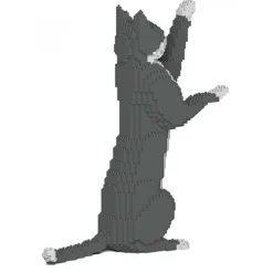 Jekca - Grey Tuxedo Cat 05S - Lego - Sculpture - Construction - 4D - Brick Animals - Toys - Avvenice