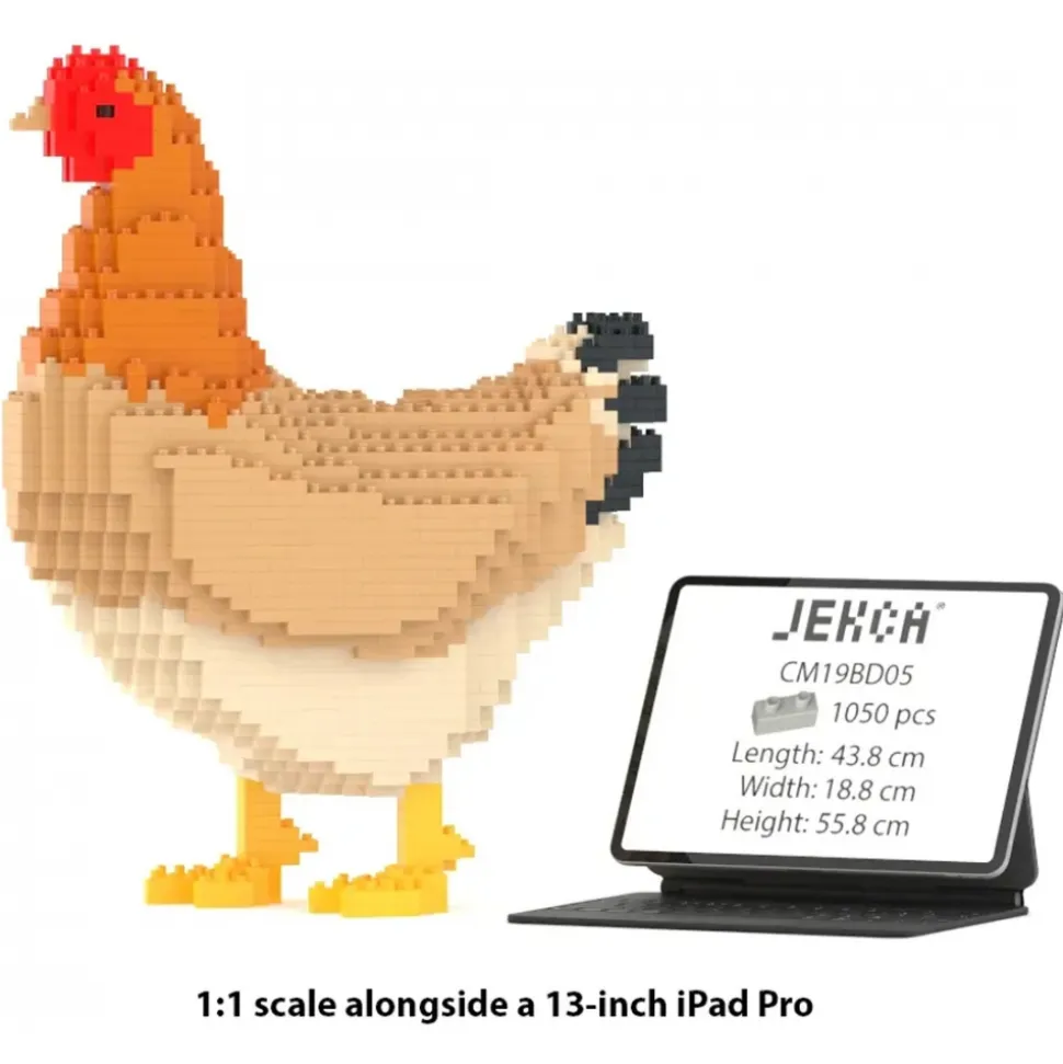 Jekca - Hen 01 - Big - Lego - Sculpture - Construction - 4D - Brick Animals - Toys - Avvenice