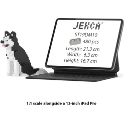 Jekca - Husky Mini 01 - Lego - Sculpture - Construction - 4D - Brick Animals - Toys - Avvenice