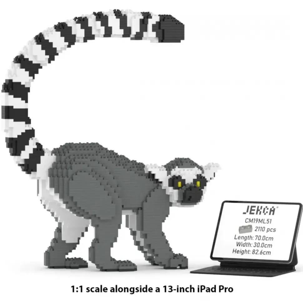 Jekca - Lemur 01 - Big - Lego - Sculpture - Construction - 4D - Brick Animals - Toys - Avvenice