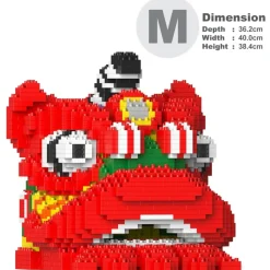 Jekca - Lion Dance Head 01 - Big - Lego - Sculpture - Construction - 4D - Brick Animals - Toys - Avvenice