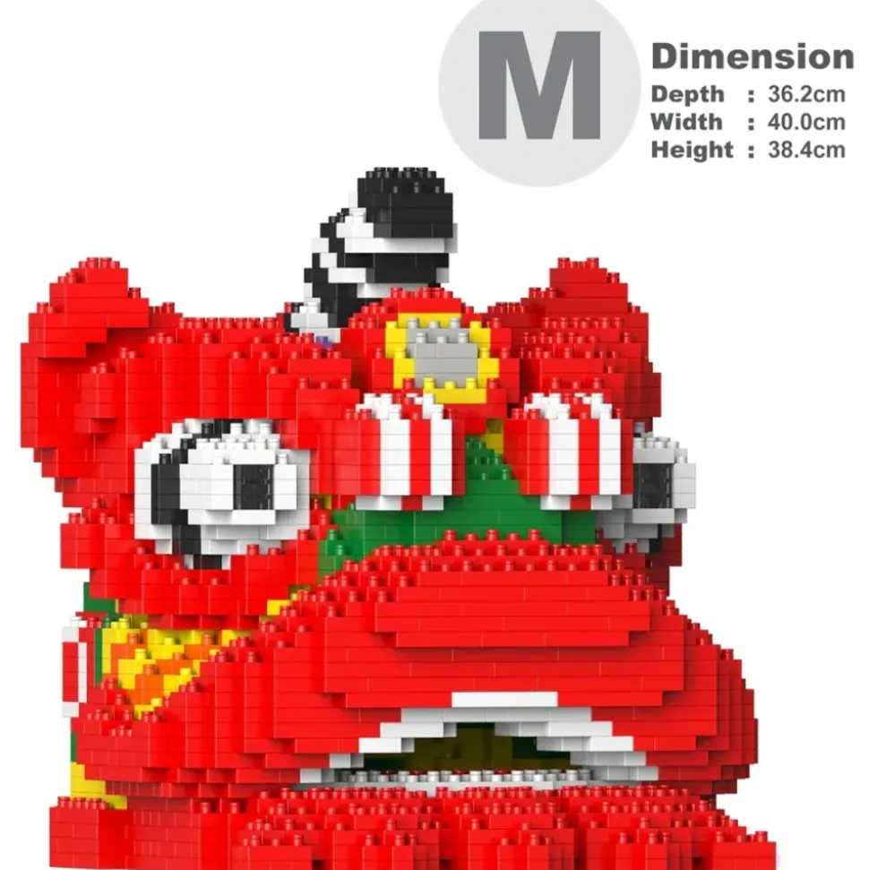 Jekca - Lion Dance Head 01 - Big - Lego - Sculpture - Construction - 4D - Brick Animals - Toys - Avvenice