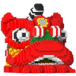 Jekca - Lion Dance Head 01 - Lego - Sculpture - Construction - 4D - Brick Animals - Toys - Avvenice