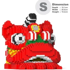 Jekca - Lion Dance Head 01 - Lego - Sculpture - Construction - 4D - Brick Animals - Toys - Avvenice