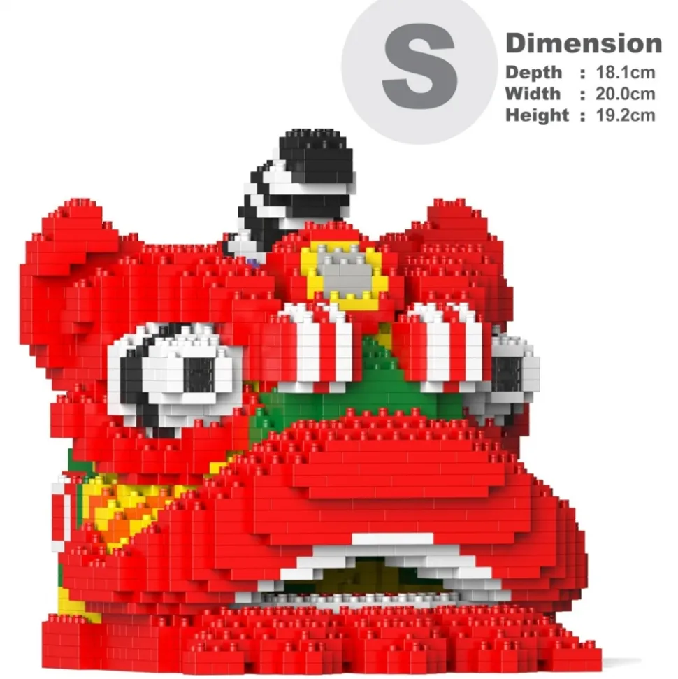 Jekca - Lion Dance Head 01 - Lego - Sculpture - Construction - 4D - Brick Animals - Toys - Avvenice