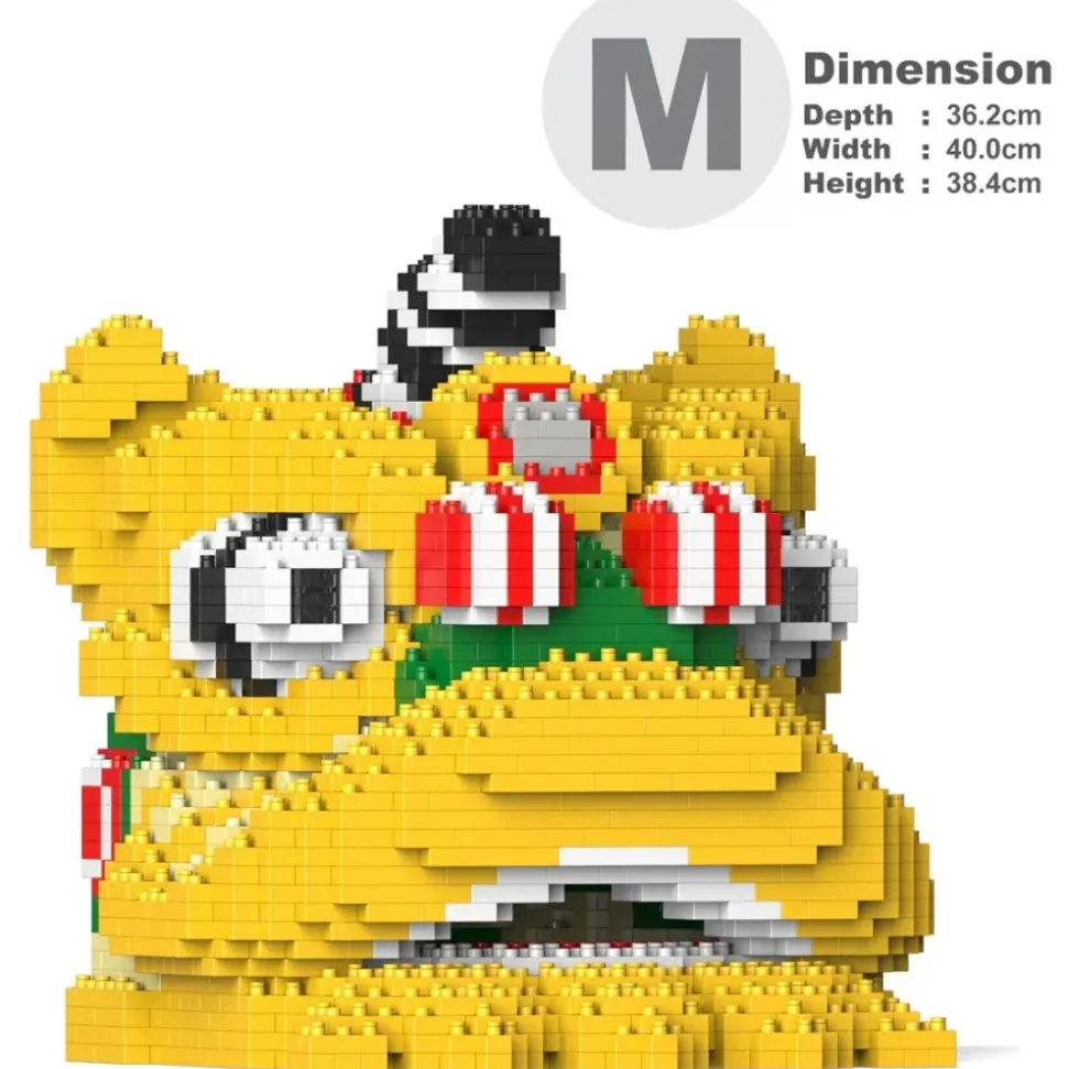 Jekca - Lion Dance Head 03 - Big - Lego - Sculpture - Construction - 4D - Brick Animals - Toys - Avvenice