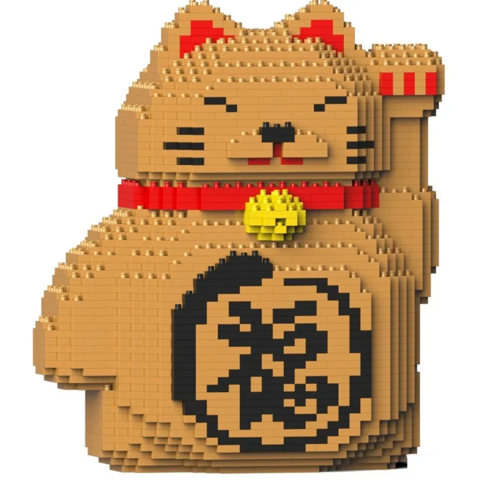 Jekca - Maneki Neko 02-M02 - Lego - Sculpture - Construction - 4D - Brick Animals - Toys - Avvenice