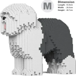 Jekca - Old English Sheepdog 01-M02 - Big - Lego - Sculpture - Construction - 4D - Brick Animals - Toys - Avvenice