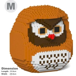 Jekca - Owl Daruma Doll 01 - Big - Lego - Sculpture - Construction - 4D - Brick Animals - Toys - Avvenice