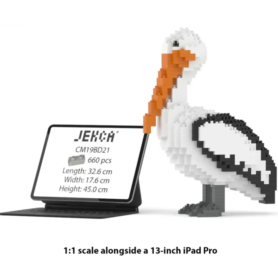 Jekca - Pelican 01 - Big - Lego - Sculpture - Construction - 4D - Brick Animals - Toys - Avvenice