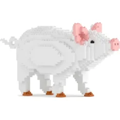 Jekca - Pig 01 - Big - Lego - Sculpture - Construction - 4D - Brick Animals - Toys - Avvenice