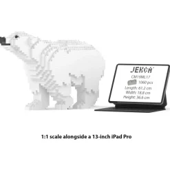 Jekca - Polar Bear 01 - Big - Lego - Sculpture - Construction - 4D - Brick Animals - Toys - Avvenice