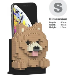 Jekca - Pomeranian Phone Stand 01S - Lego - Sculpture - Construction - 4D - Brick Animals - Toys - Avvenice