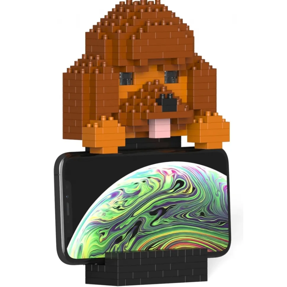 Jekca - Poodle Phone Stand 01S - Lego - Sculpture - Construction - 4D - Brick Animals - Toys - Avvenice
