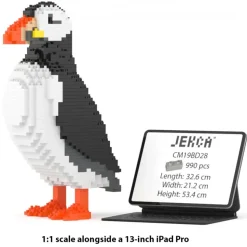 Jekca - Puffin 01 - Big - Lego - Sculpture - Construction - 4D - Brick Animals - Toys - Avvenice