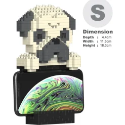 Jekca - Pug Phone Stand 01S - Lego - Sculpture - Construction - 4D - Brick Animals - Toys - Avvenice