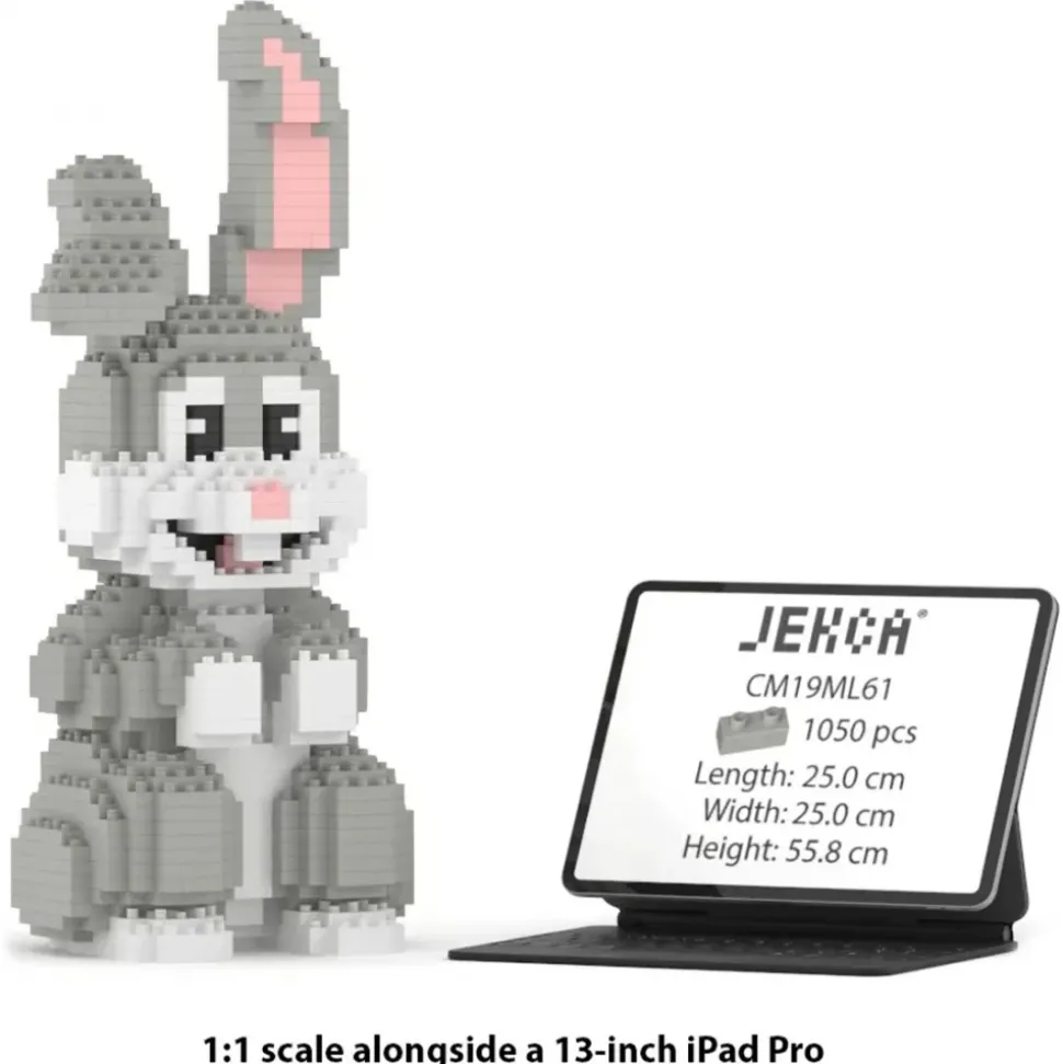 Jekca - Rabbit 03 - Big - Lego - Sculpture - Construction - 4D - Brick Animals - Toys - Avvenice