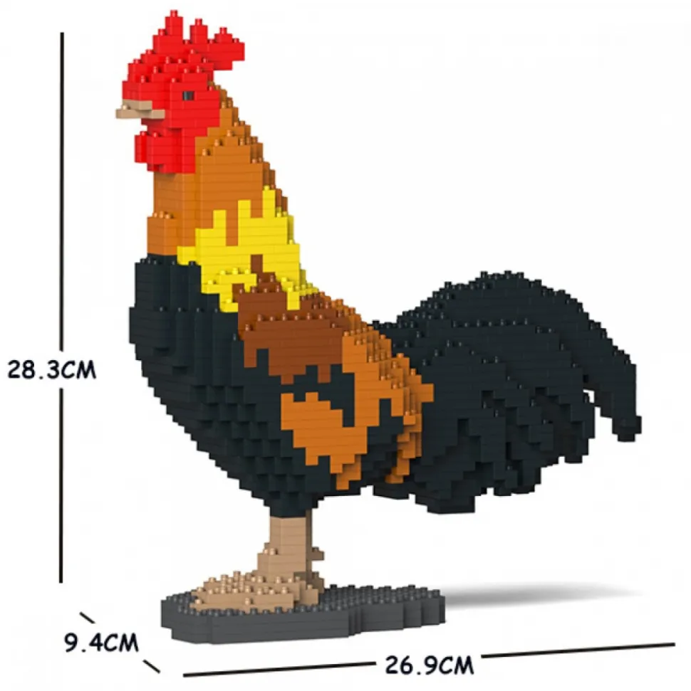 Jekca - Rooster 01S - Lego - Sculpture - Construction - 4D - Brick Animals - Toys - Avvenice