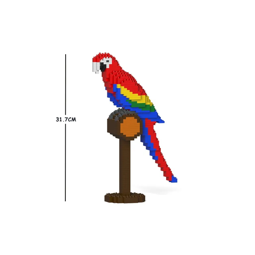 Jekca - Scarlet Macaw - Parrott - Bird - 01S - Lego - Sculpture - Construction - 4D - Brick Animals - Toys - Avvenice