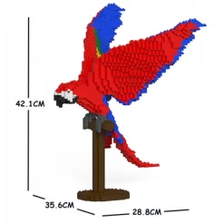 Jekca - Scarlet Macaw 02S - Lego - Sculpture - Construction - 4D - Brick Animals - Toys - Avvenice