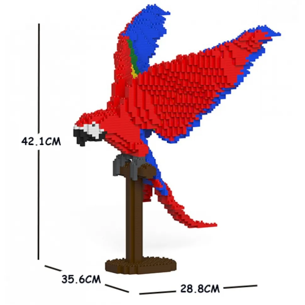 Jekca - Scarlet Macaw 02S - Lego - Sculpture - Construction - 4D - Brick Animals - Toys - Avvenice