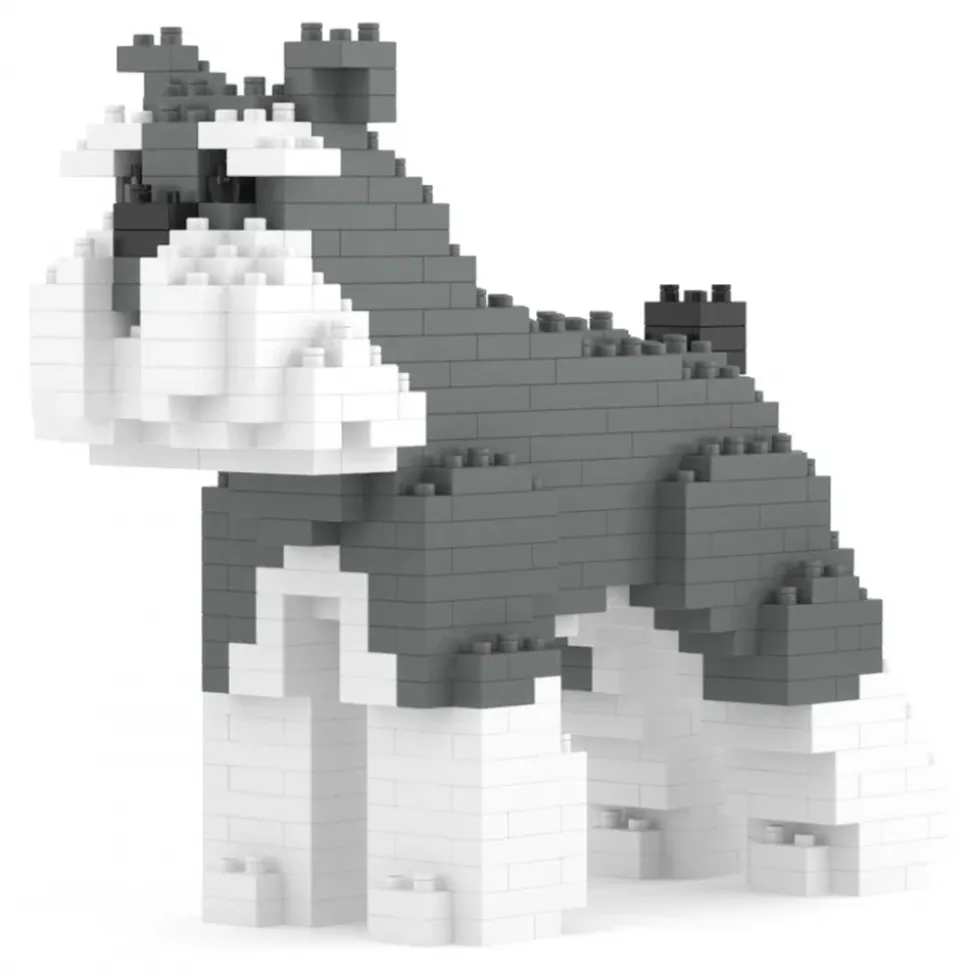 Jekca - Schnauzer Mini 01 - Lego - Sculpture - Construction - 4D - Brick Animals - Toys - Avvenice