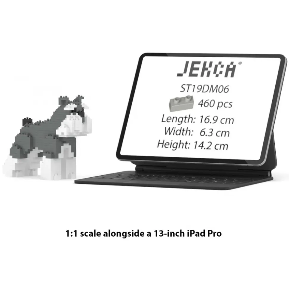 Jekca - Schnauzer Mini 01 - Lego - Sculpture - Construction - 4D - Brick Animals - Toys - Avvenice