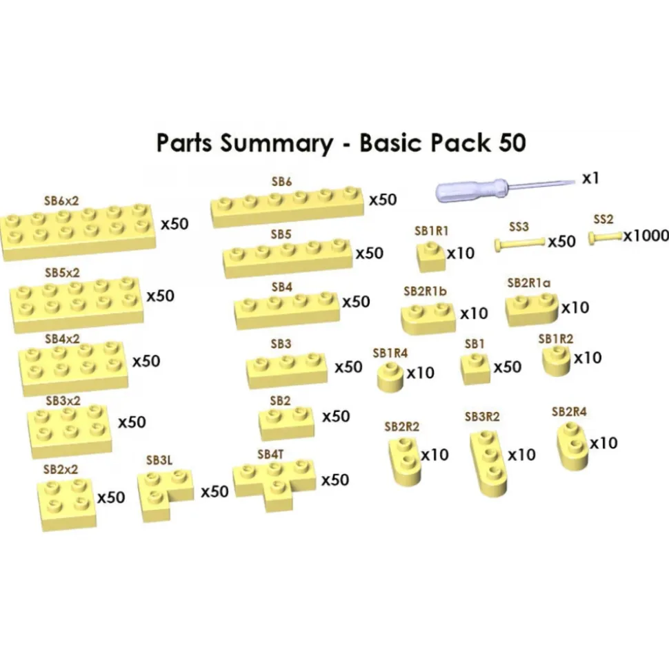 Jekca - Sculptor Basic Pack 50 - Light Yellow - Lego - Sculpture - Construction - 4D - Brick Animals - Toys - Avvenice