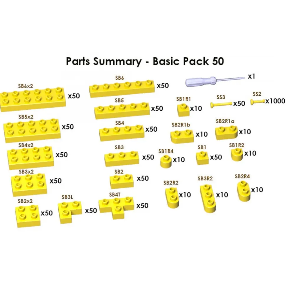 Jekca - Sculptor Basic Pack 50 - Yellow - Lego - Sculpture - Construction - 4D - Brick Animals - Toys - Avvenice
