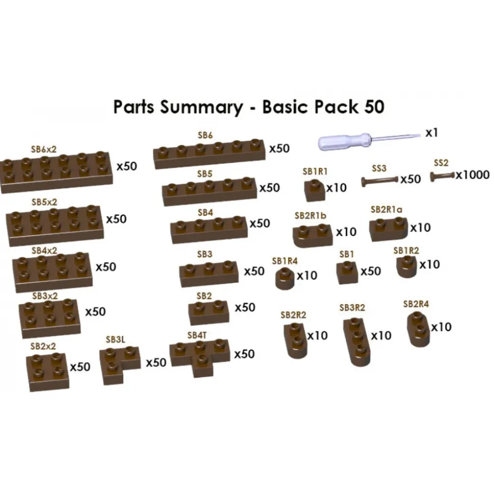 Jekca - Sculptor Basic Pack 50 - Brown - Lego - Sculpture - Construction - 4D - Brick Animals - Toys - Avvenice