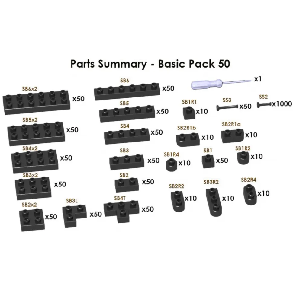 Jekca - Sculptor Basic Pack 50 - Black - Lego - Sculpture - Construction - 4D - Brick Animals - Toys - Avvenice