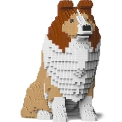 Jekca - Shetland Sheepdog 03-M01 - Big - Lego - Sculpture - Construction - 4D - Brick Animals - Toys - Avvenice