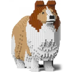 Jekca - Shetland Sheepdog 02-M01 - Big - Lego - Sculpture - Construction - 4D - Brick Animals - Toys - Avvenice