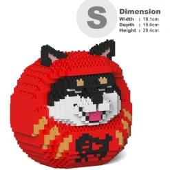 Jekca - Shiba Daruma Doll 01-M03 - Lego - Sculpture - Construction - 4D - Brick Animals - Toys - Avvenice
