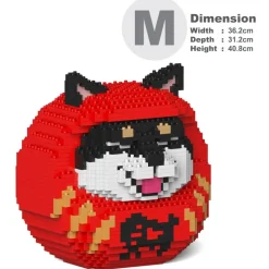Jekca - Shiba Daruma Doll 01-M03 - Big - Lego - Sculpture - Construction - 4D - Brick Animals - Toys - Avvenice