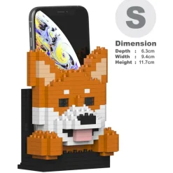 Jekca - Shiba Inu Phone Stand 01S - Lego - Sculpture - Construction - 4D - Brick Animals - Toys - Avvenice