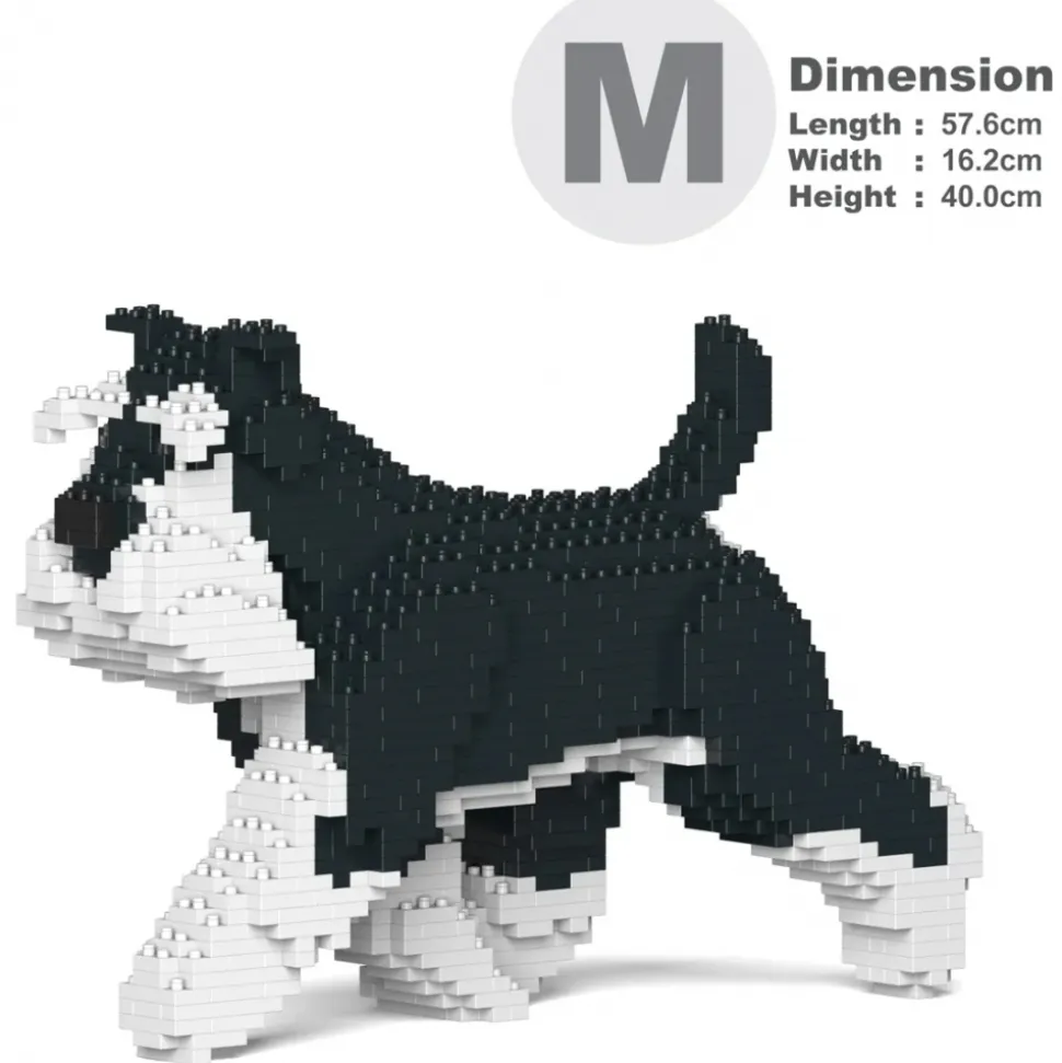 Jekca - Standard Schnauzer 03-M02 - Big - Lego - Sculpture - Construction - 4D - Brick Animals - Toys - Avvenice