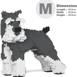 Jekca - Standard Schnauzer 02-M01 - Big - Lego - Sculpture - Construction - 4D - Brick Animals - Toys - Avvenice