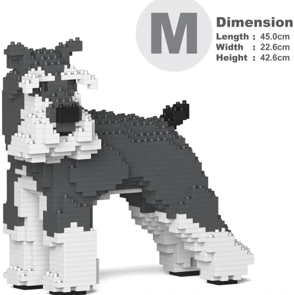 Jekca - Standard Schnauzer 02-M01 - Big - Lego - Sculpture - Construction - 4D - Brick Animals - Toys - Avvenice